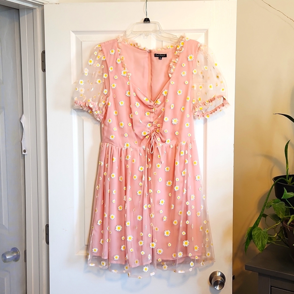 Pink daisy babydoll dress